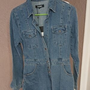 Missguided Blue Denim Jumpsuit